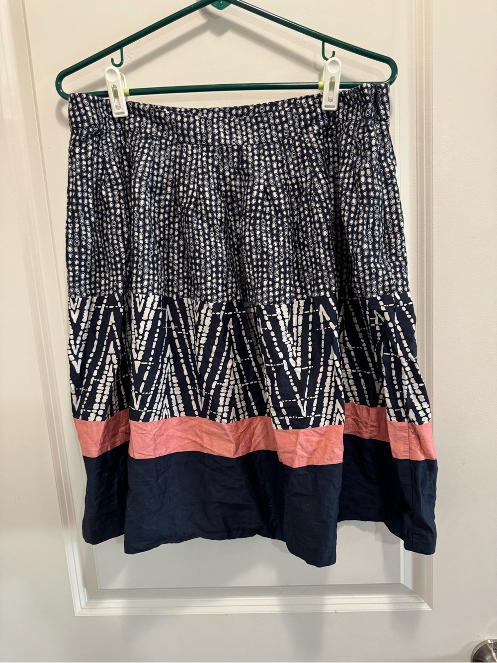 & Other Stories Navy and Pink Tiered Midi Skirt